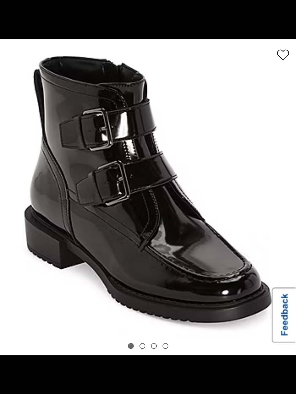 Worthington Main Flat Heel Black Patent Double-Buckle Ankle Boots